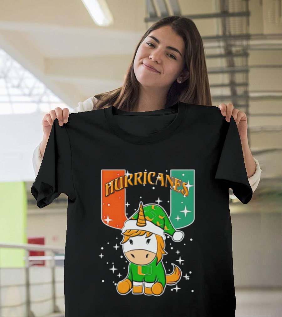 Unicorn Miami Hurricanes NCAA Christmas 2026 T-Shirt