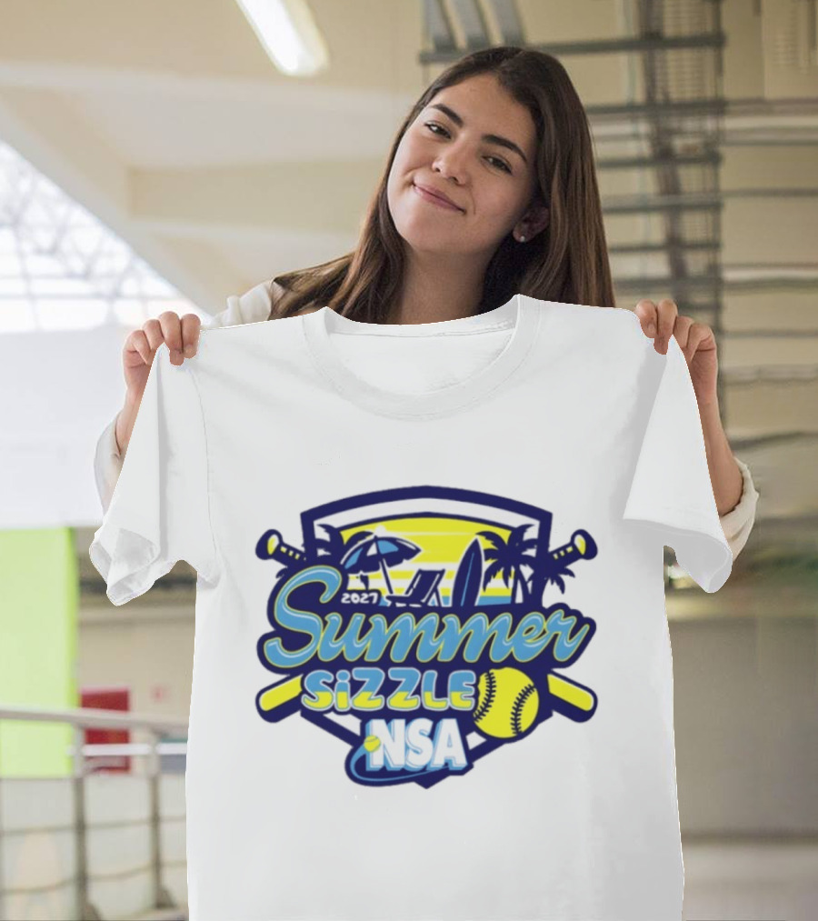2027 Summer Sizzle NSA Fastpitch Softball Tournament Palms Beach Scene T-Shirt