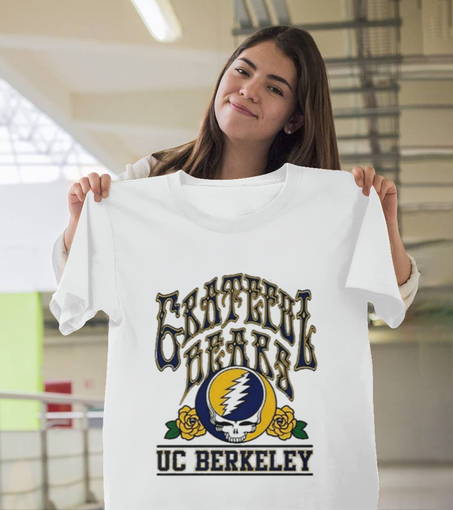 Grateful Bears Skull And Lightning Bolt Roses UC Berkeley T-Shirt