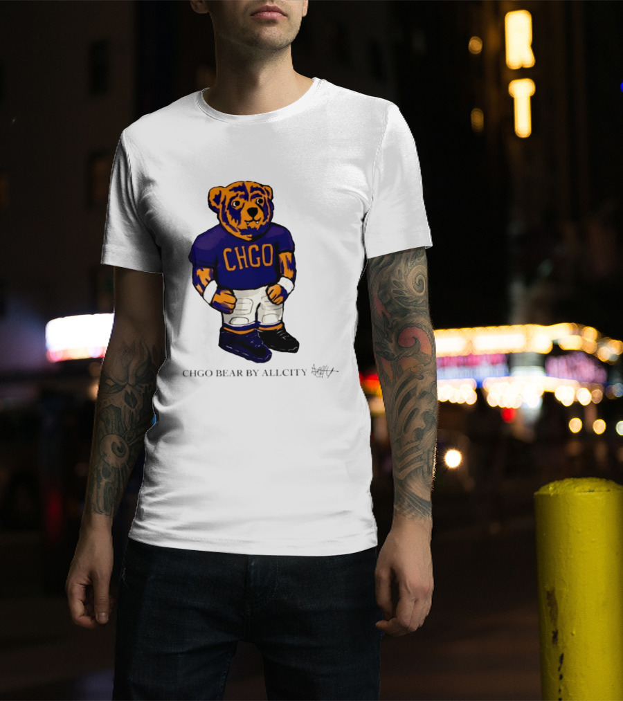 Chicago Bears CHGO Bear By AllCity Football Collaboration T-Shirt