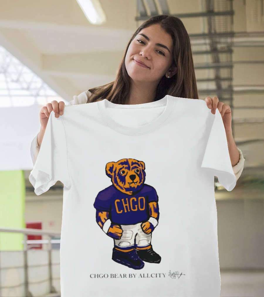 Chicago Bears CHGO Bear By AllCity Football Collaboration T-Shirt