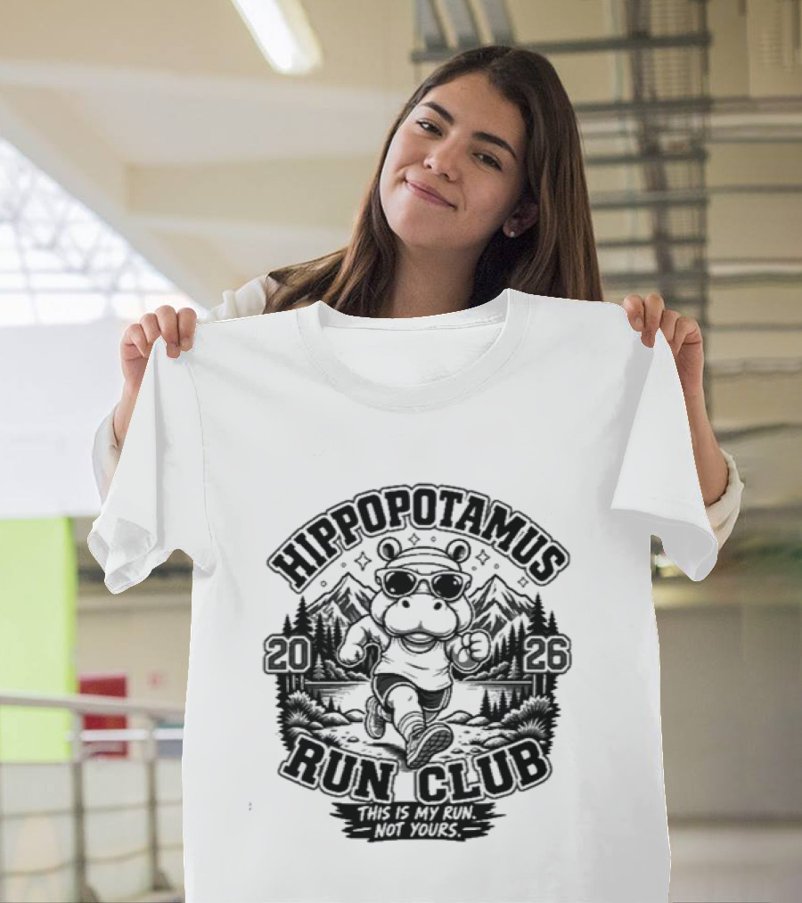 Hippopotamus Run Club 2026 Marathon Adventure T-Shirt