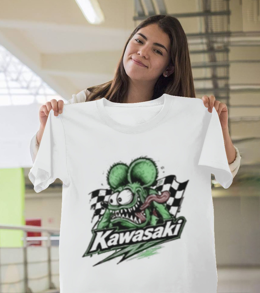 Kawasaki Racing Rat Fink Ninja For Sport Bike Enthusiasts T-Shirt