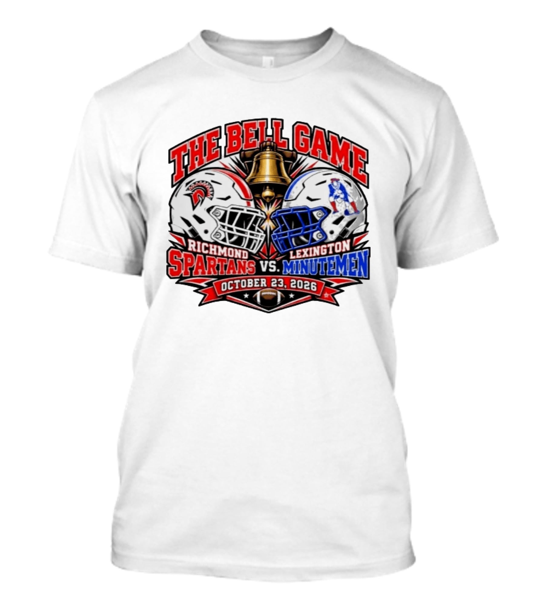 The Bell Game Richmond Spartans Vs Lexington Minutemen October 23 2026 Football Rivalry Matchup T-Shirt