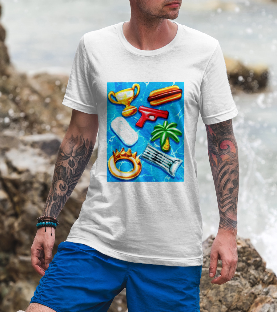 The Wynwood Walls Shop Store Leon Keer Trophy Hotdog Palm Gun Newspaper Seven Sins T-Shirt