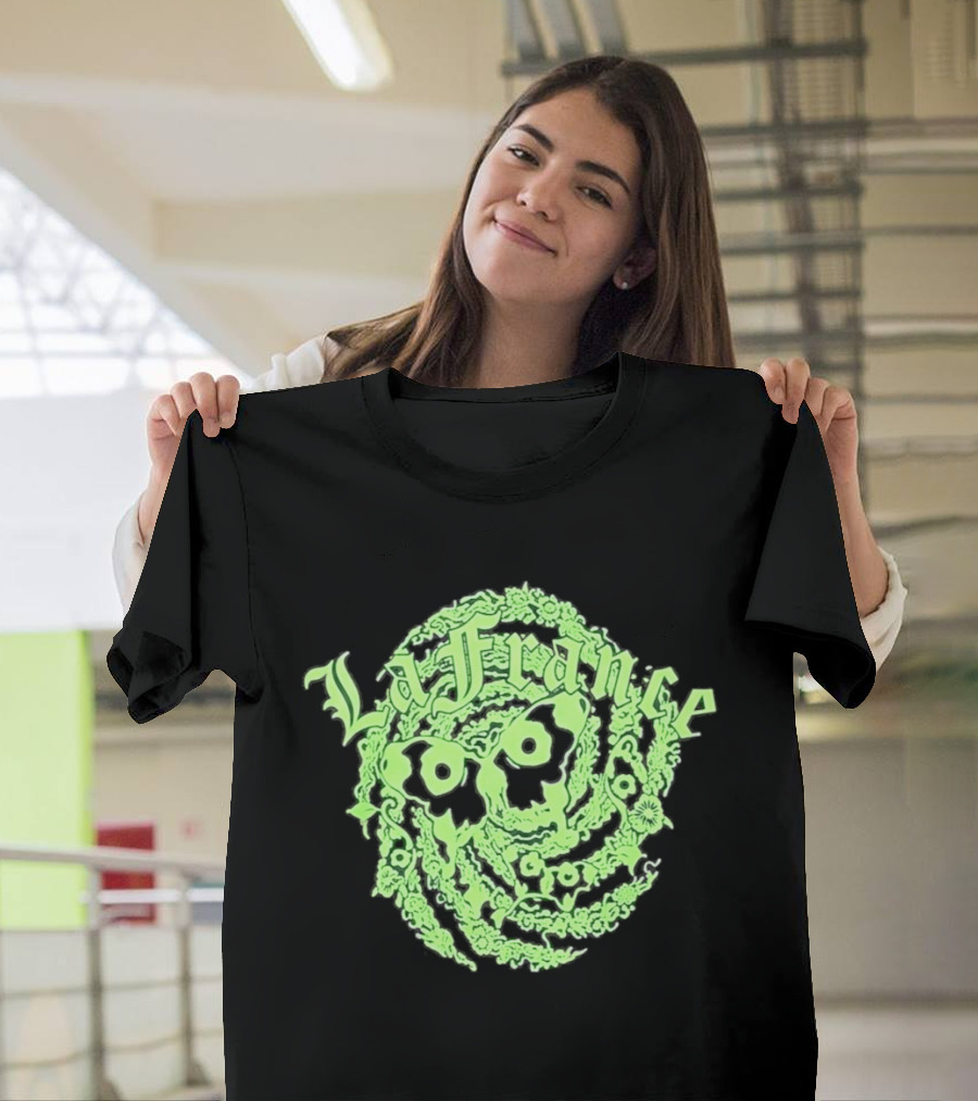 La France Green Skull Floral T-Shirt