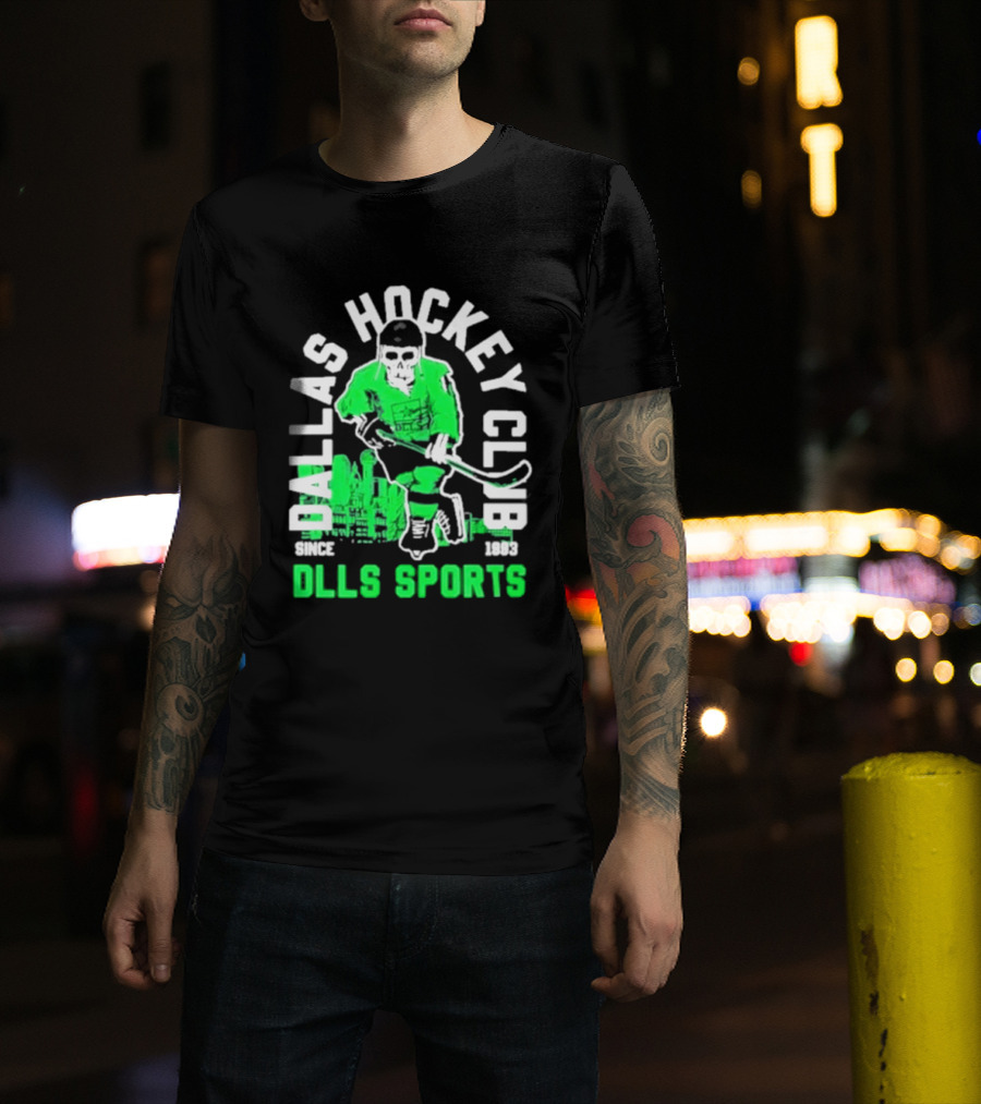 Dallas Hockey Club Since 1993 Dlls Sports Green Hockey Player T-Shirt