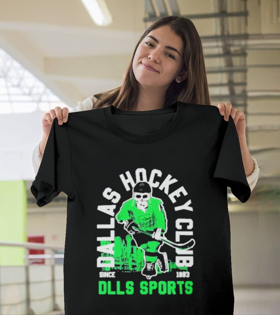 Dallas Hockey Club Since 1993 Dlls Sports Green Hockey Player T-Shirt