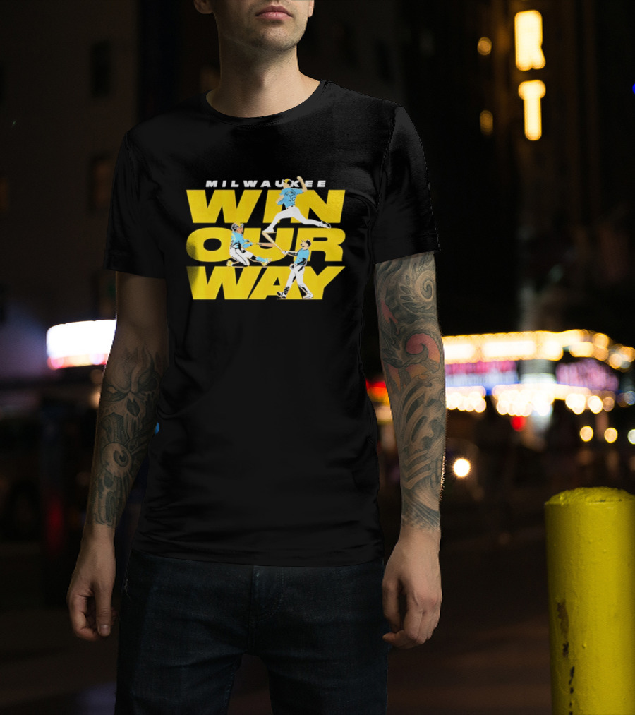 Milwaukee Win Our Way Baseball Stack T-Shirt