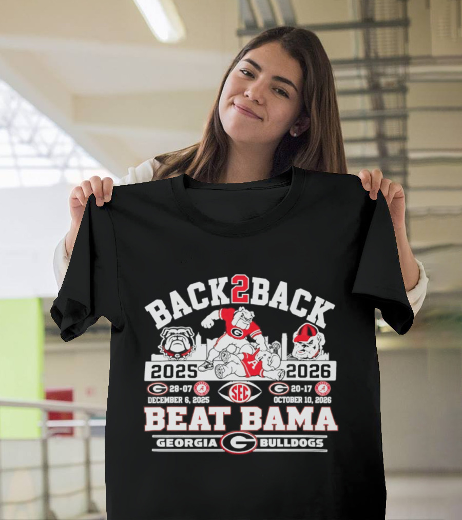 Back 2 Back SEC Champs Georgia Bulldogs Beat Bama 2025 2026 Skyline T-Shirt