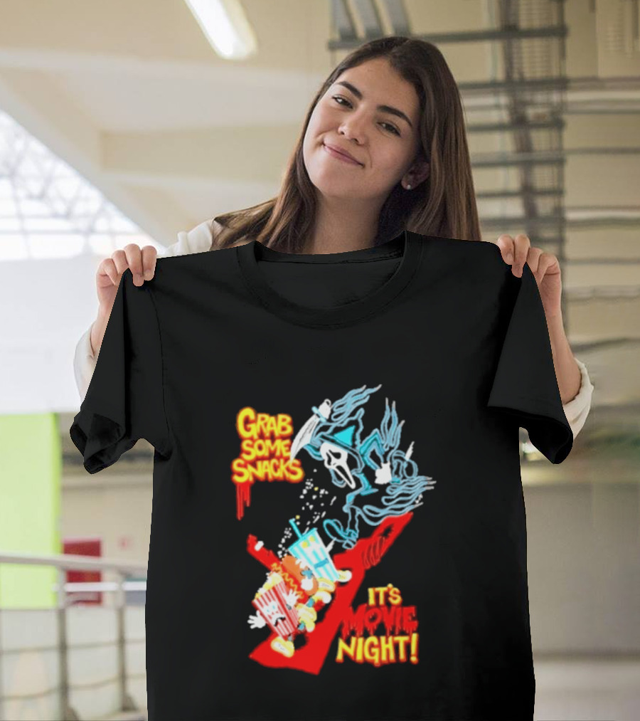 Grab Some Snacks Ghostface It's Movie Night Scream Halloween 2026 T-Shirt