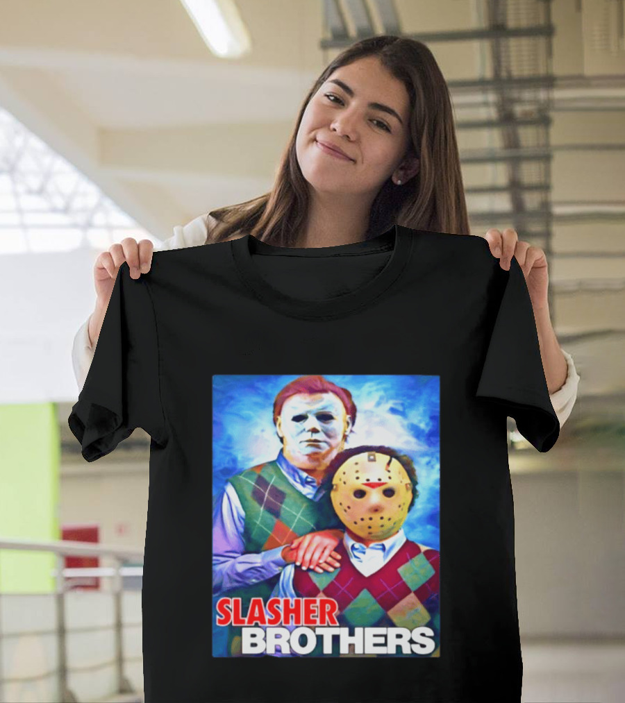 Slasher Brothers Michael Myers Jason Voorhees Halloween Meme 2026 T-Shirt