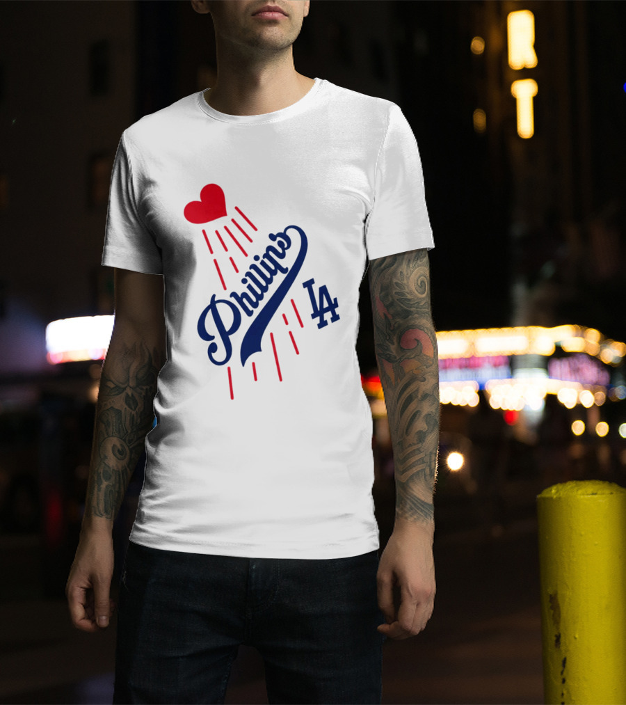 Phillies LA Love Heart Dodgers 14 T-Shirt