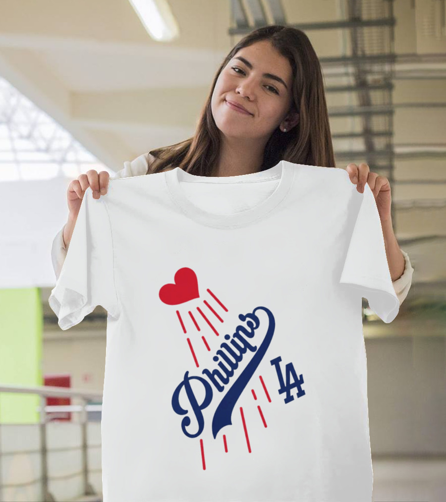 Phillies LA Love Heart Dodgers 14 T-Shirt