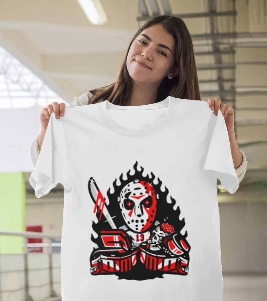Jason Voorhees 13 Hockey Mask Friday The 13th Sports Horror T-Shirt
