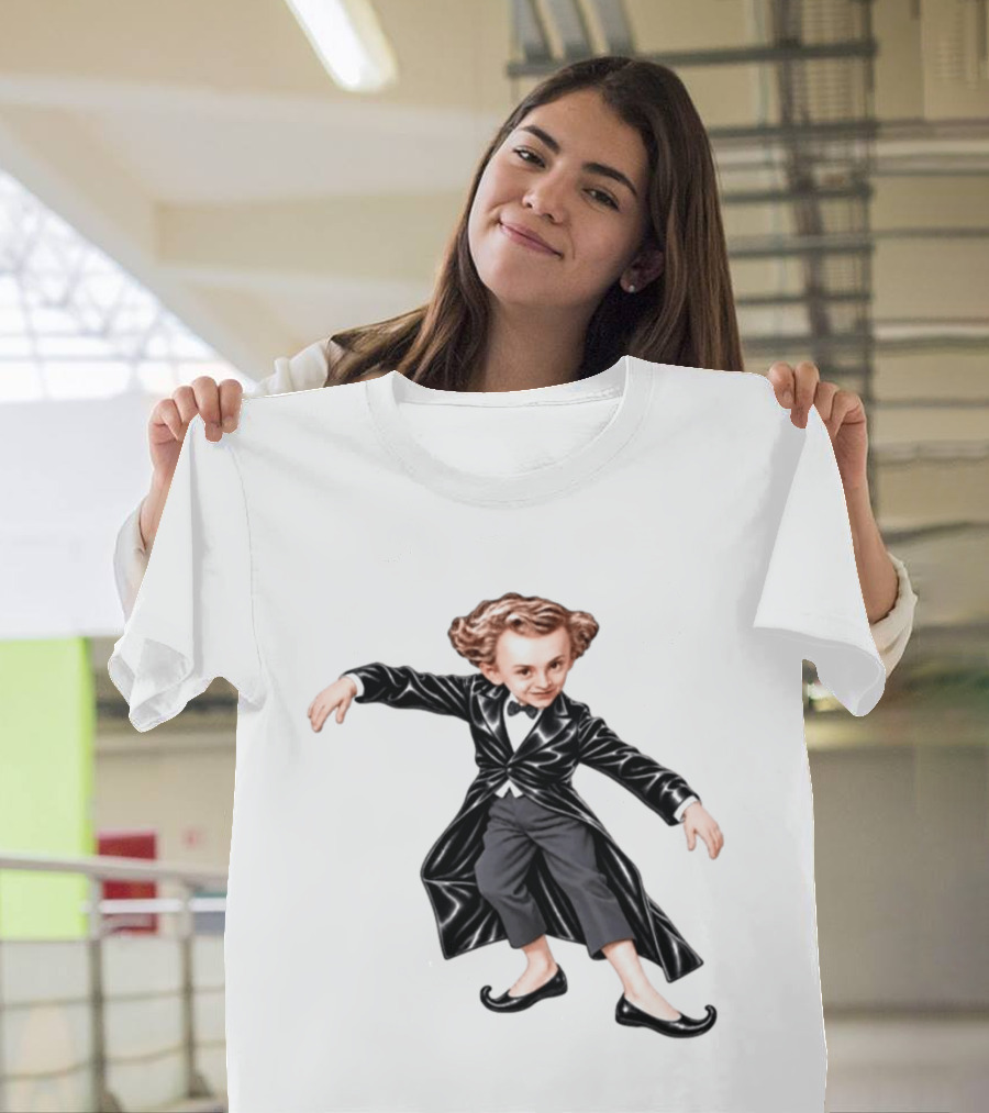 Tiptoeing Boy Black Coat Bow Tie T-Shirt