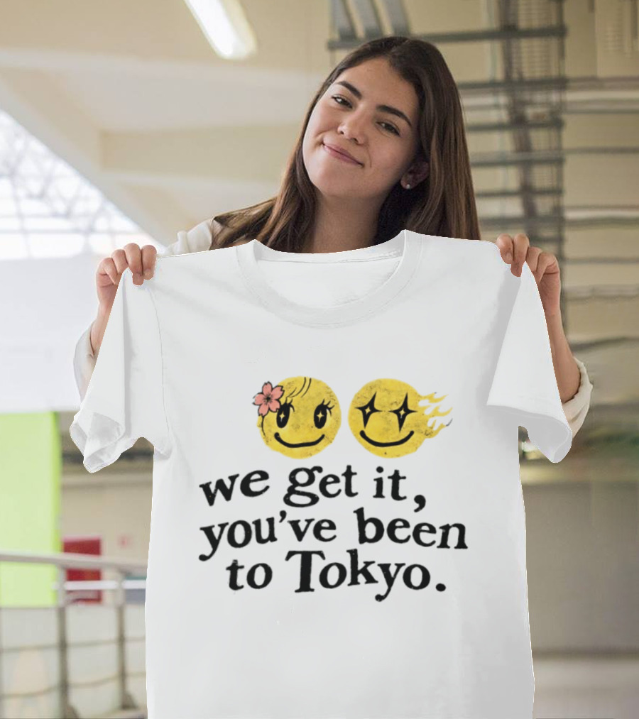 We Get It You've Been To Tokyo Smiley Face Emojis With Flower And Star Eyes T-Shirt