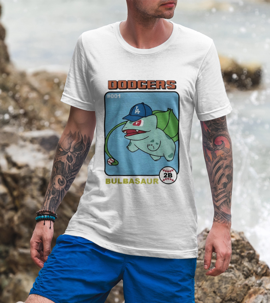 Dodgers Bulbasaur LA Baseball Anime Cartoon 2B T-Shirt