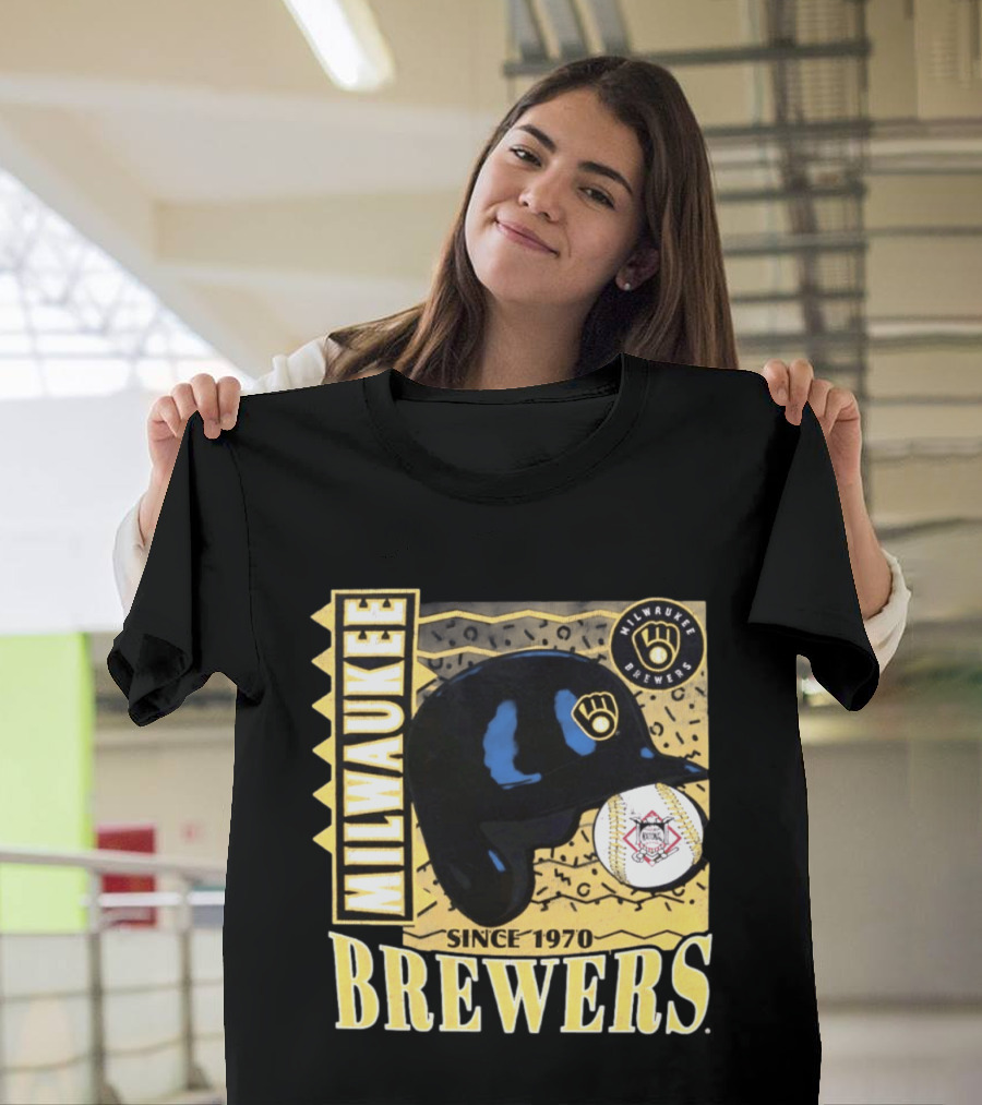 Milwaukee Brewers Baseball Helmet Since 1970 T-Shirt