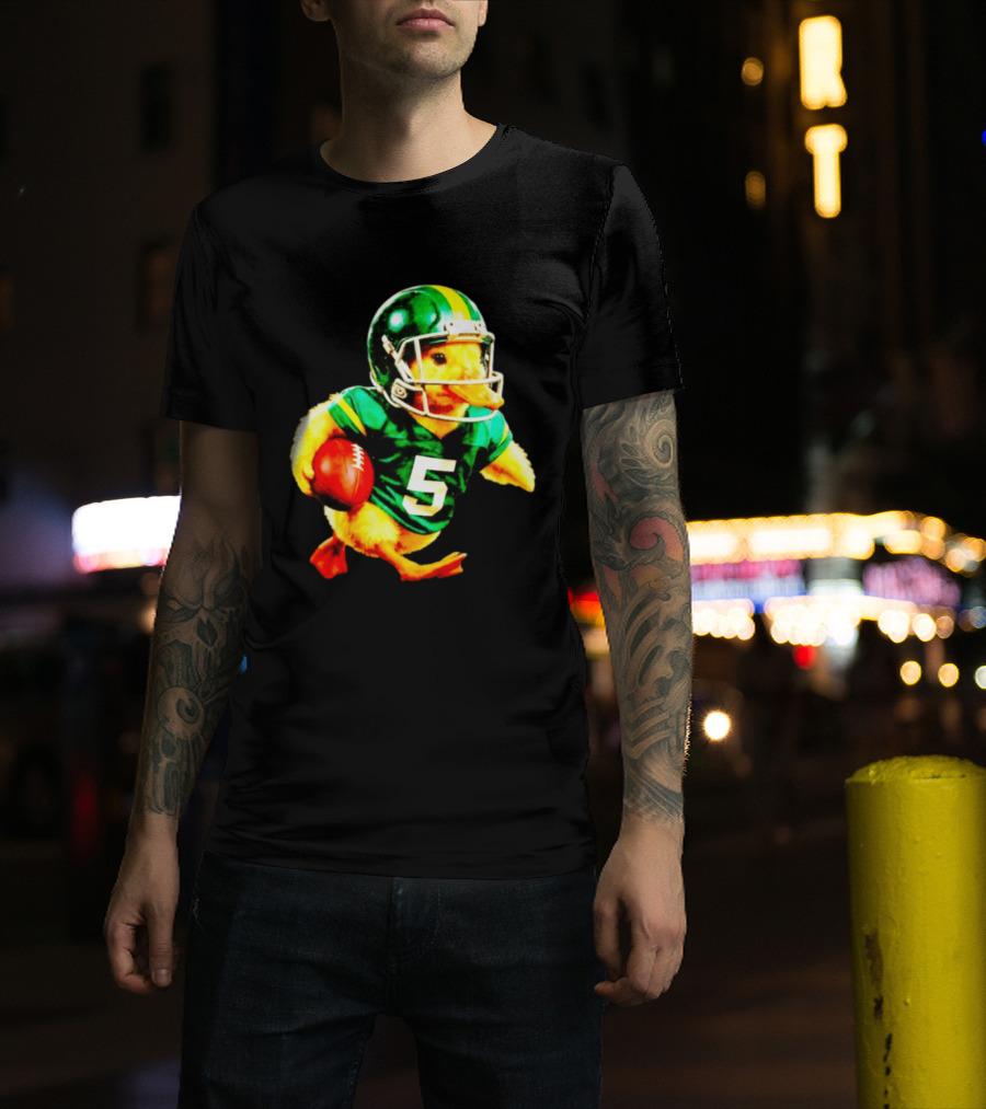 Oregon Ducks Football Duck Wearing Helmet And Jersey Number 5 T-Shirt