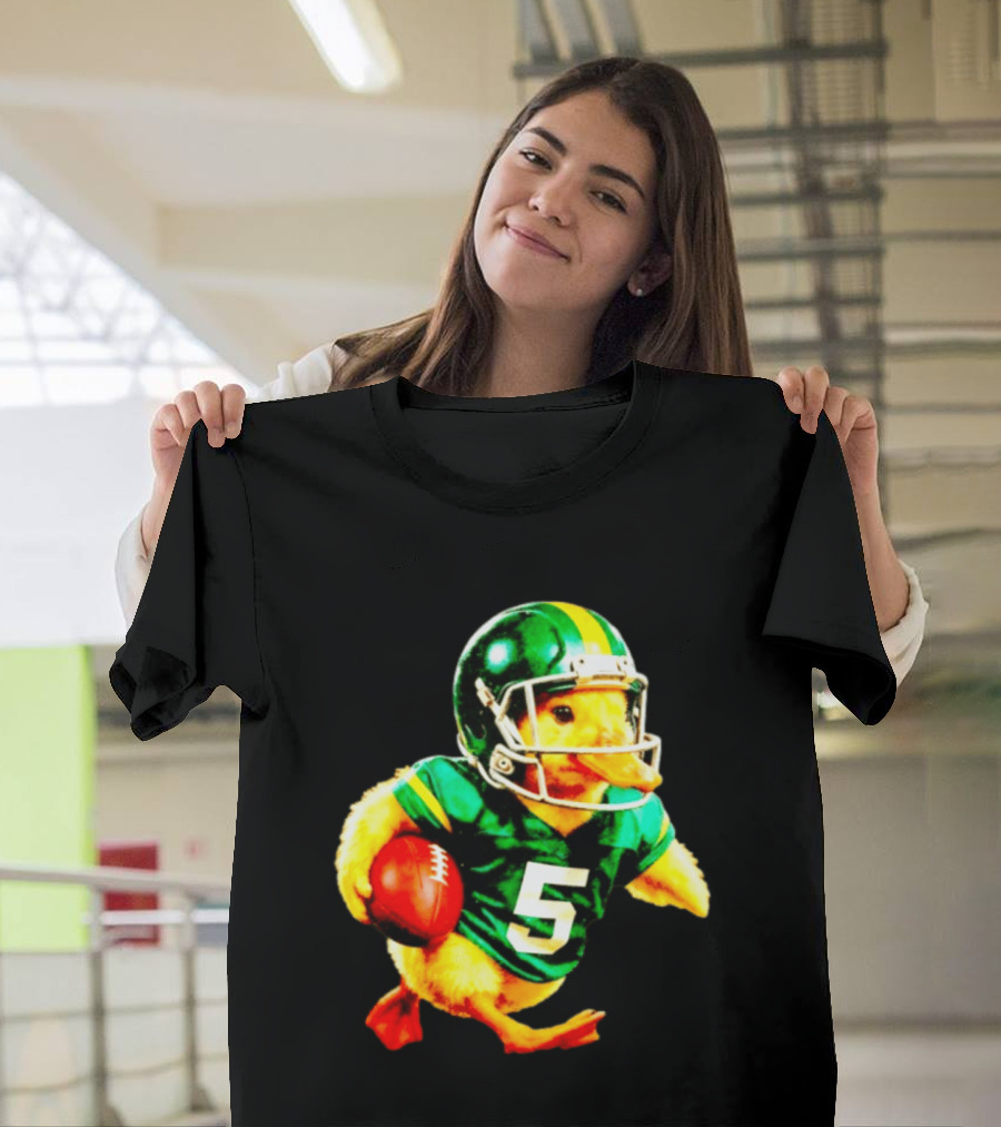 Oregon Ducks Football Duck Wearing Helmet And Jersey Number 5 T-Shirt