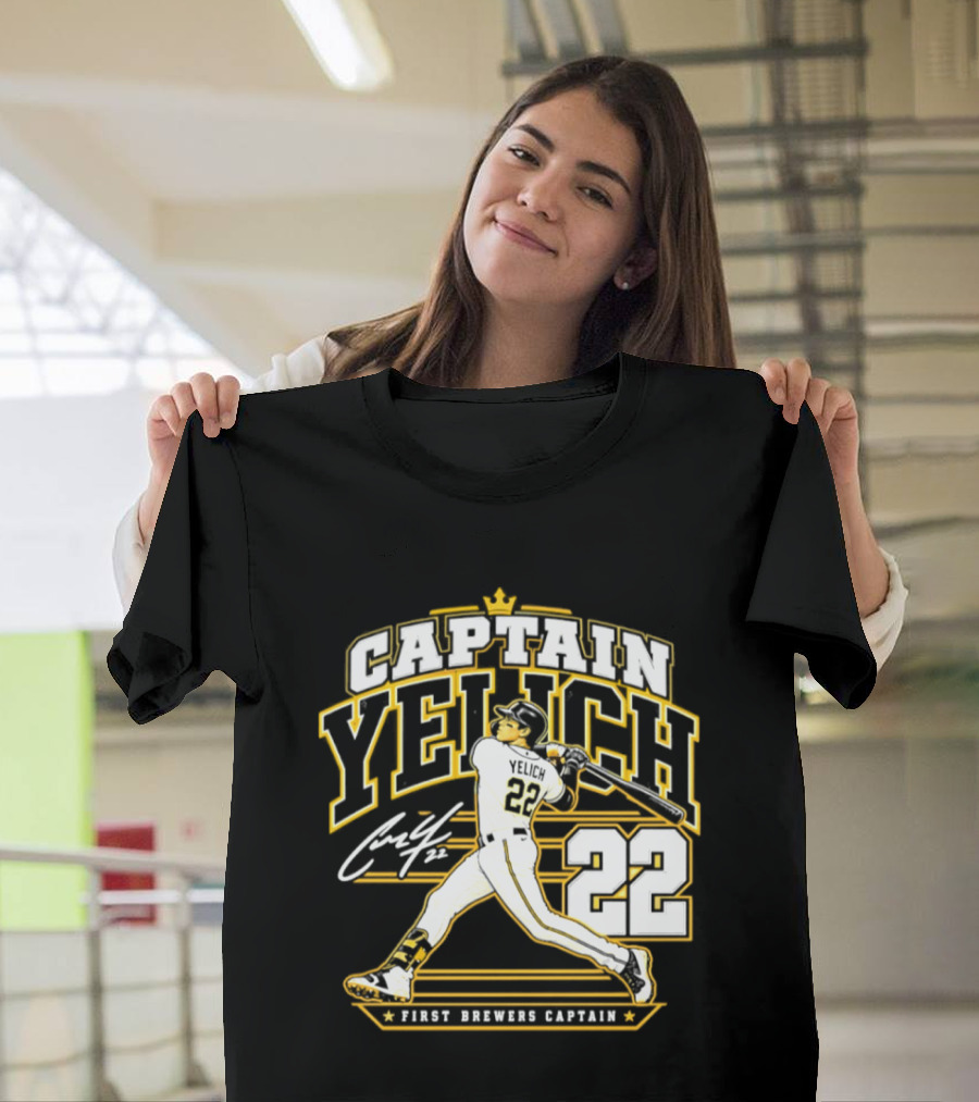 Captain Yelich 22 First Brewers Captain Milwaukee Brewers T-Shirt