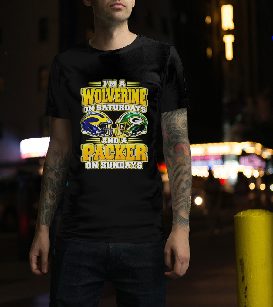 I'm A Wolverine On Saturdays And A Packer On Sundays T-Shirt