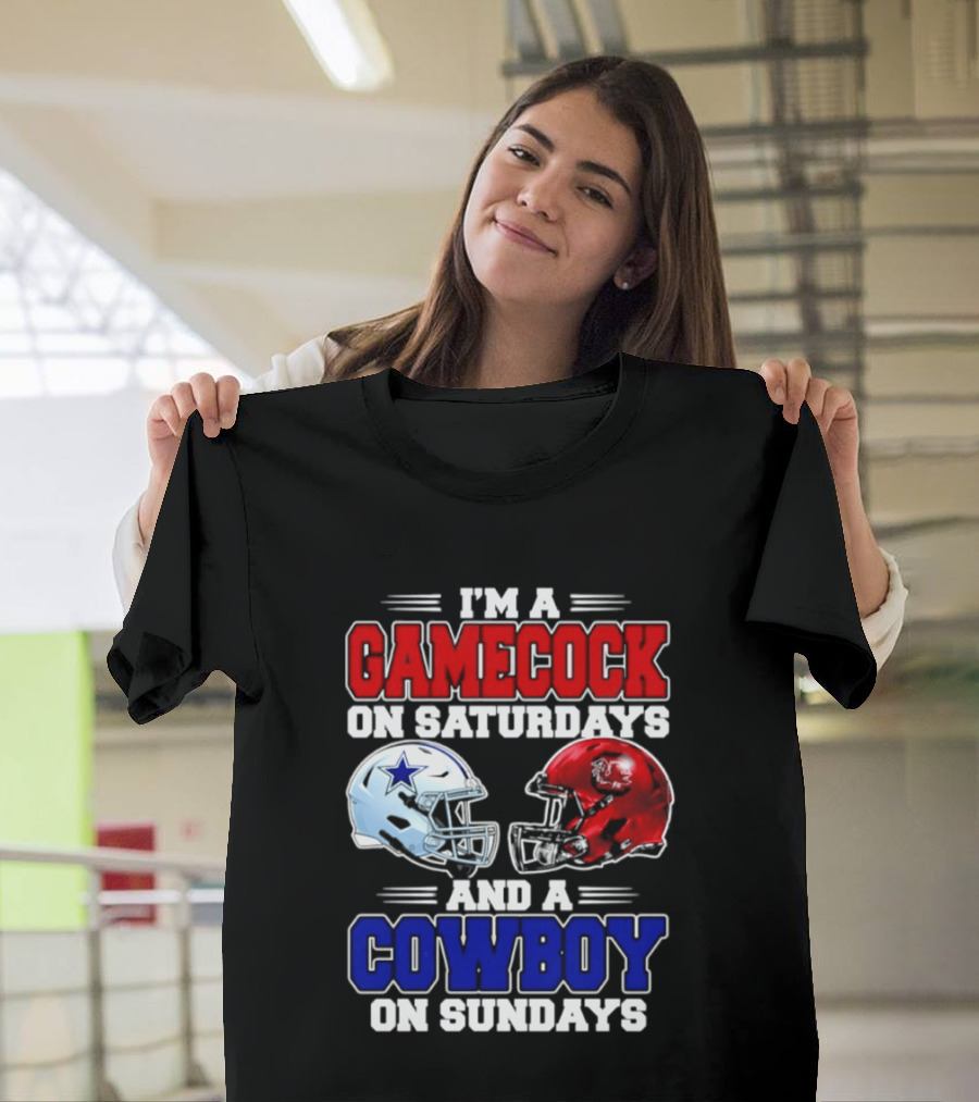I'm A Gamecock On Saturdays And A Cowboy On Sundays Helmet Rivalry 2026 T-Shirt