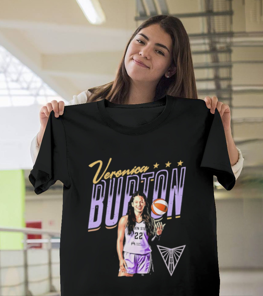 Veronica Burton Basketball Pose Valkyries Purple Orange 2026 T-Shirt