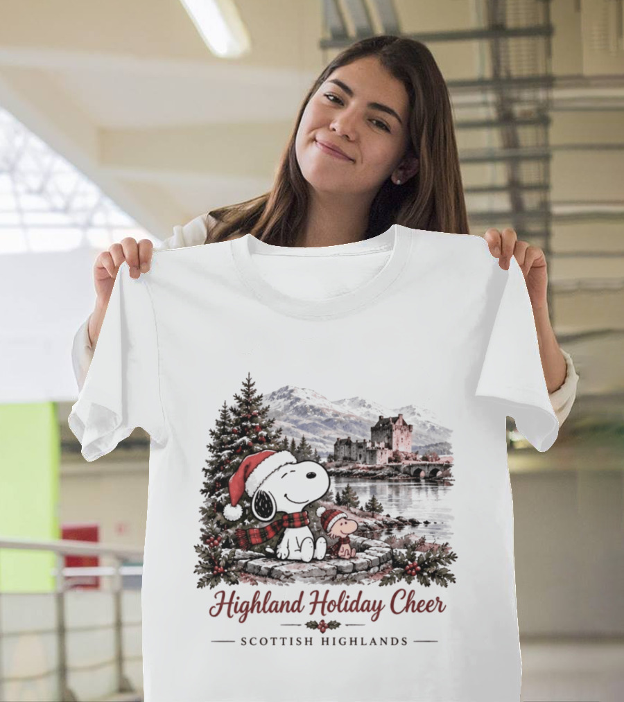 Highland Holiday Cheer Snoopy Scottish Highlands Christmas T-Shirt