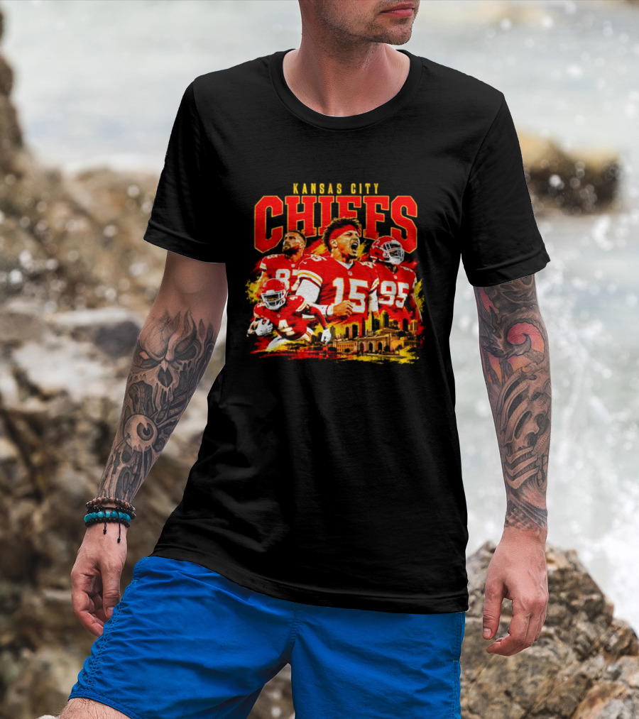 Kansas City Chiefs Players And City Skyline 2026 T-Shirt