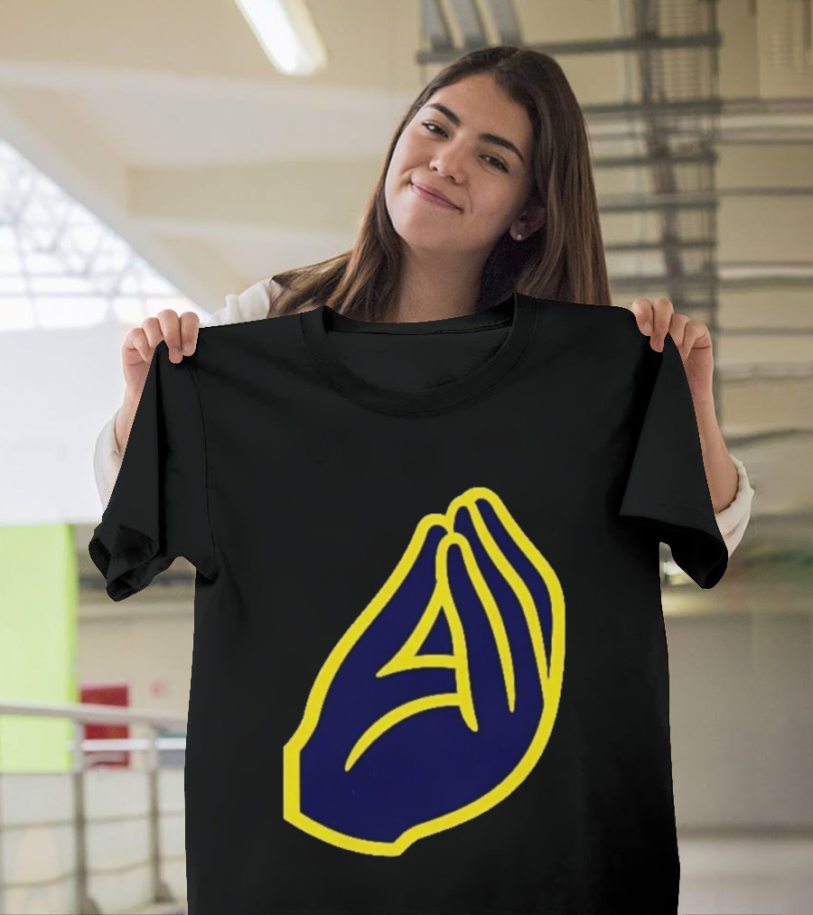 Milwaukee Yellow Indistinguishable Lettering Blue Enclosed Prayer Hands T-Shirt