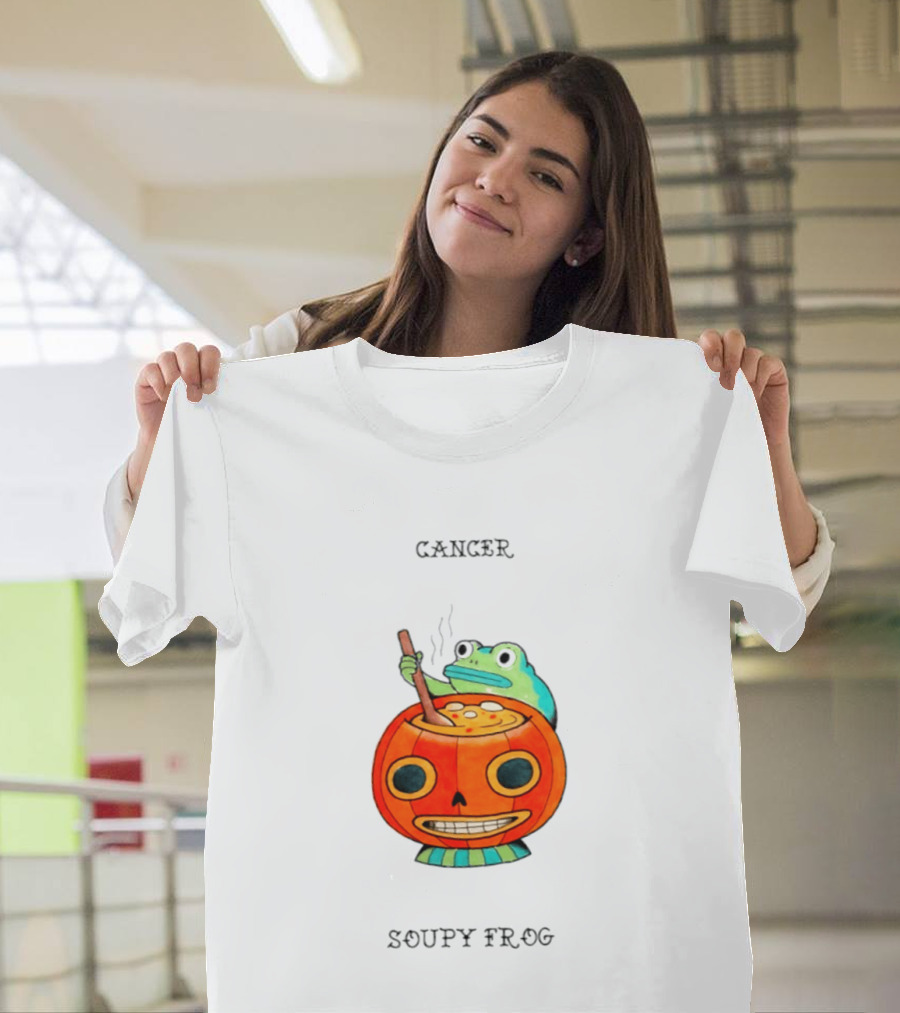 Halloween Cancer Zodiac Soupy Frog Pumpkin T-Shirt