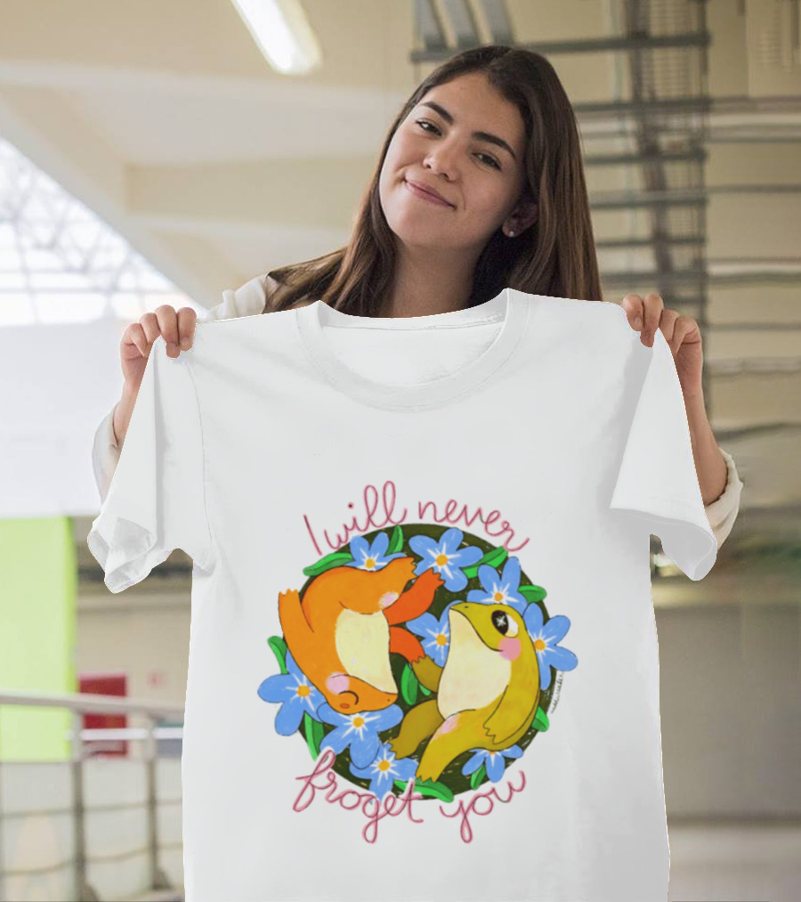I Will Never Froget You Frog Toad Blue Flowers T-Shirt