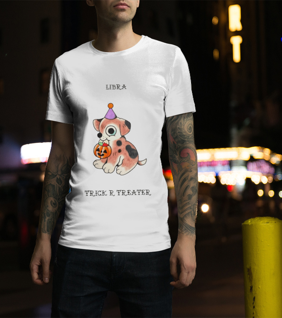 Libra Halloween Puppy Trick R Treater Zodiac T-Shirt