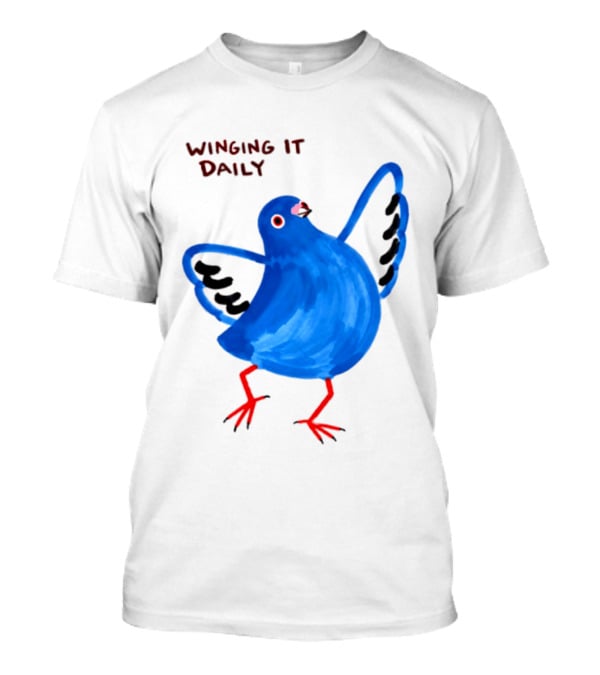 Winging It Daily Pigeon Cartoon Bird T-Shirt