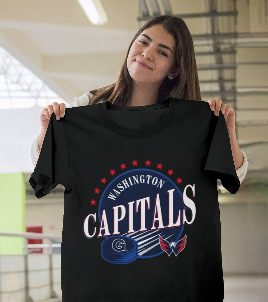 Washington Capitals Georgetown University 2026 27 Hockey Team Collaboration T-Shirt