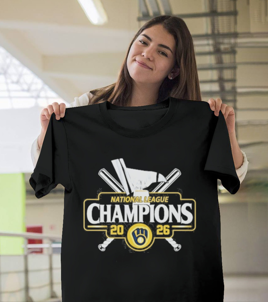 Milwaukee Brewers 2026 National League Champions Baseball Trophy T-Shirt