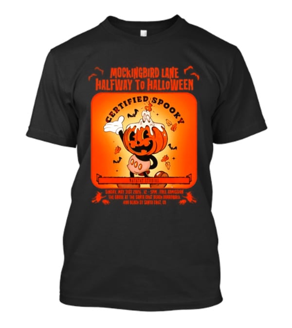 Mockingbird Lane Halfway To Halloween Certified Spooky Natatat Studios Vintage Cartoon Pumpkin T-Shirt