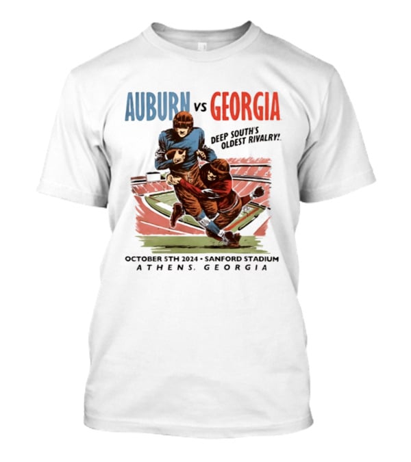 Auburn Vs Georgia Deep South's Oldest Rivalry October 5th 2024 Sanford Stadium Athens Georgia T-Shirt