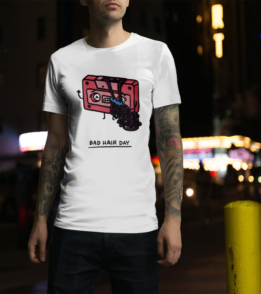 Bad Hair Day Cassette Tape Music Humor Retro 90s T-Shirt