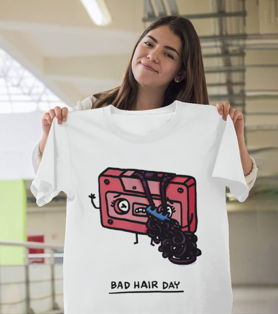 Bad Hair Day Cassette Tape Music Humor Retro 90s T-Shirt