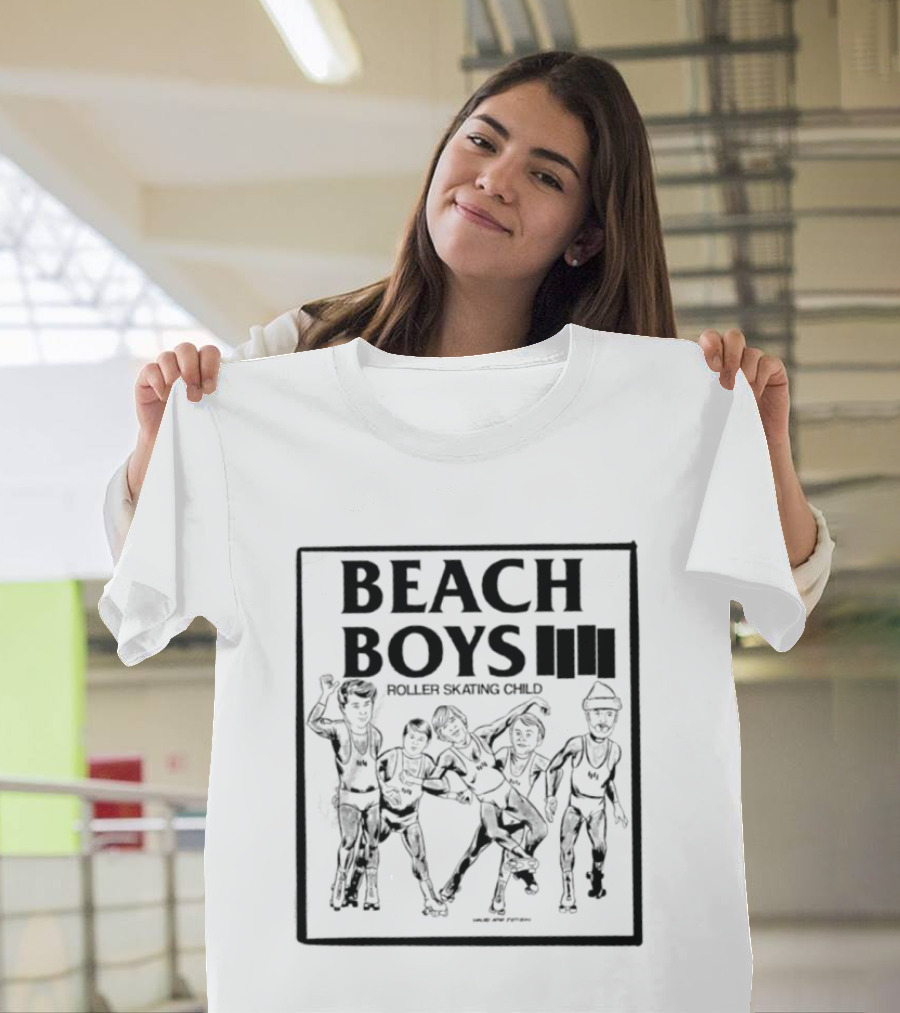 BEACH BOYS Roller Skating Child Black Flag T-Shirt