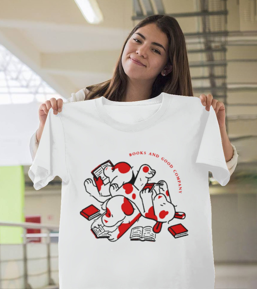 Books And Good Company Reading Dogs Bookworm T-Shirt