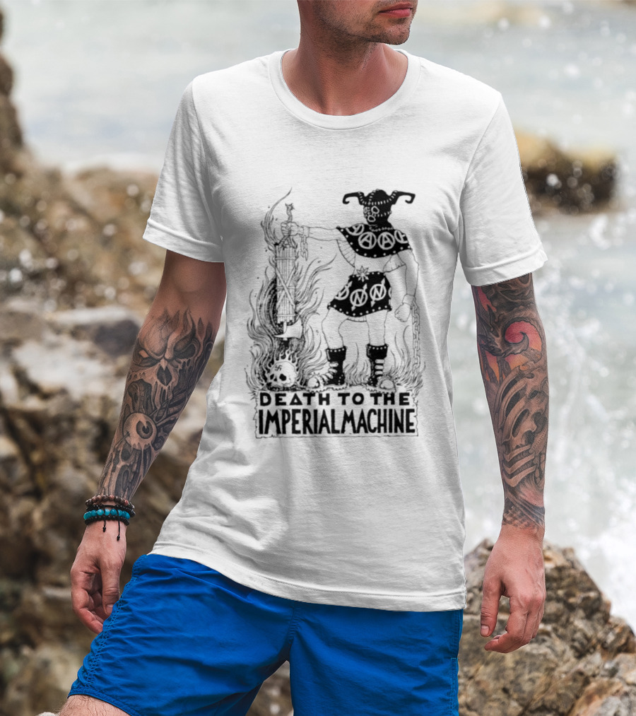 Death To The Imperial Machine Anarchist Skeleton And Flames T-Shirt
