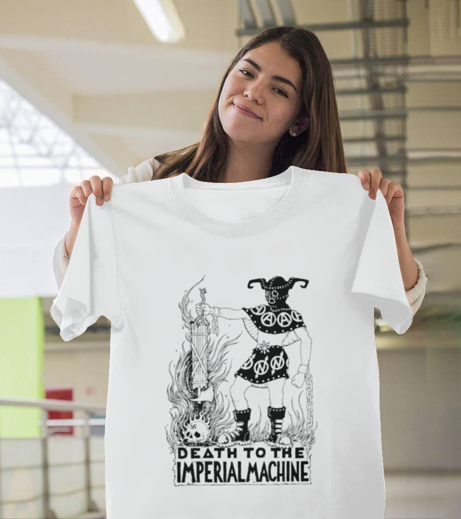 Death To The Imperial Machine Anarchist Skeleton And Flames T-Shirt