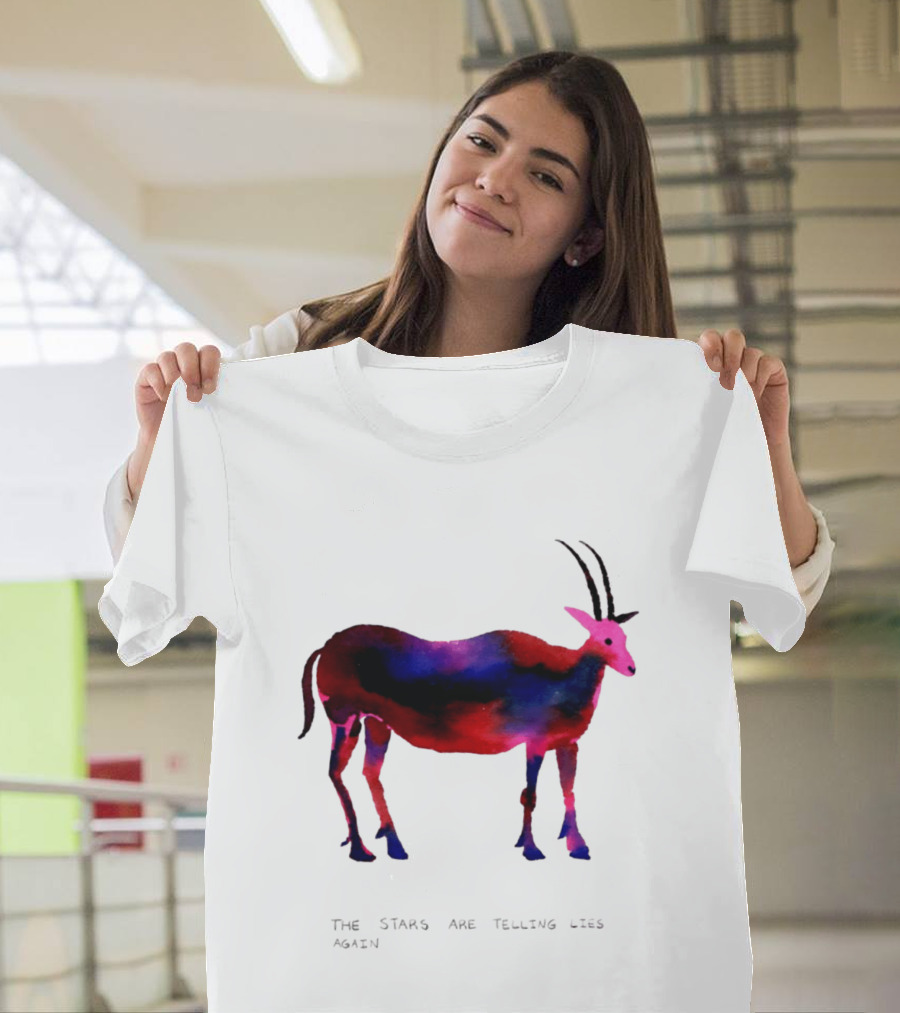 The Stars Are Telling Lies Again Astrology Watercolor Goat T-Shirt