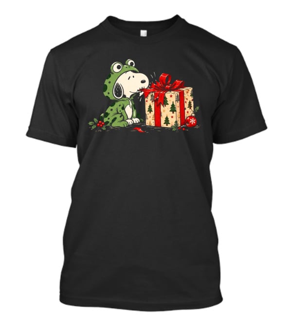 Snoopy Frog Christmas Chaos With Gift Box For Snoopy Lovers T-Shirt