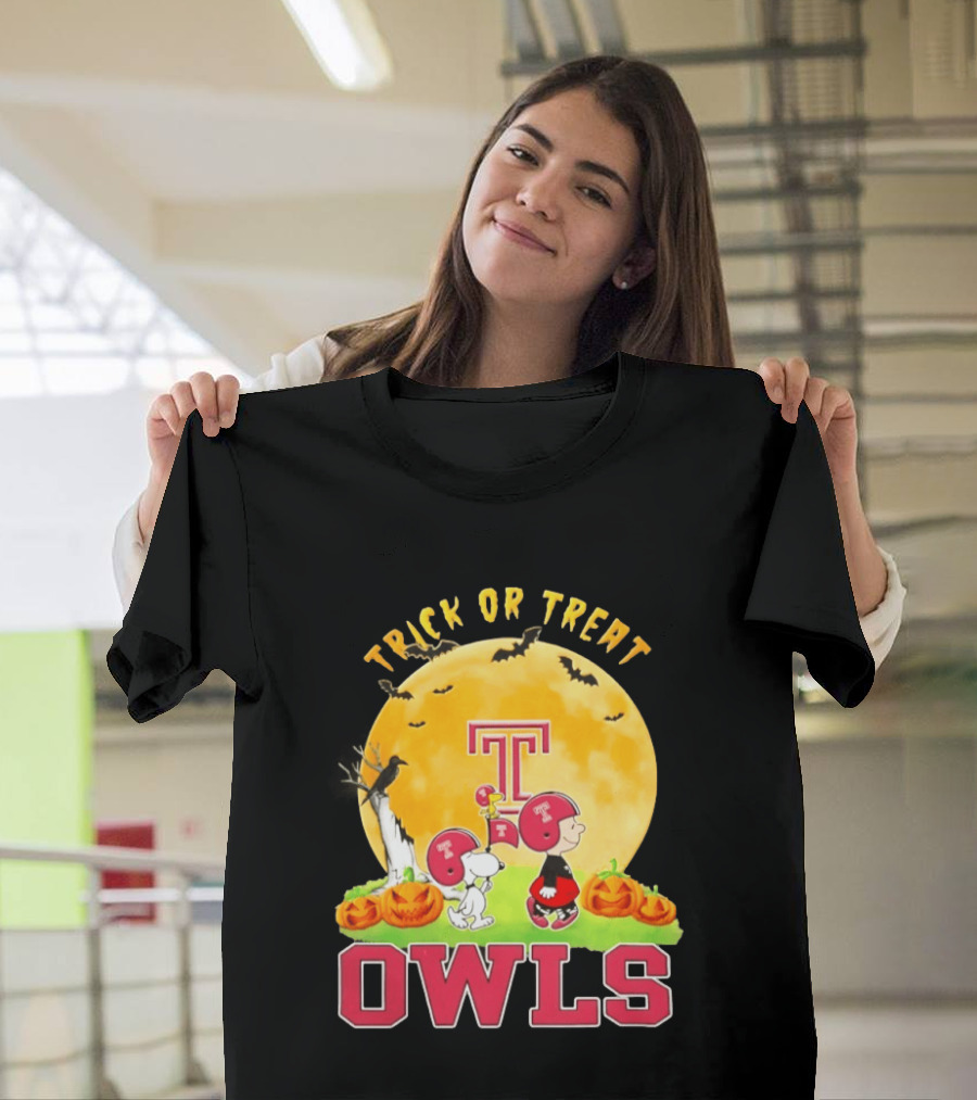 Temple Owls Peanuts Trick Or Treat Abbey Road Halloween T-Shirt