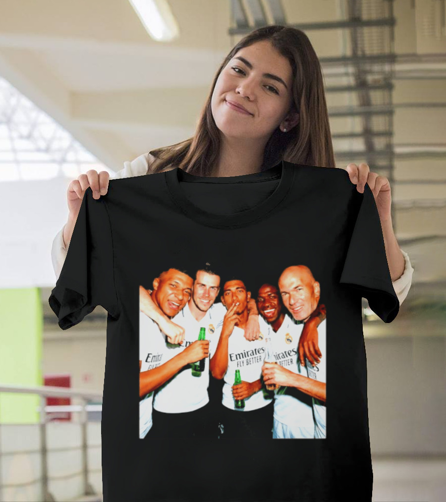 Real Madrid FC Mbappé Bale Bellingham Vinícius Zidane Middle Finger Beer Smoking T-Shirt